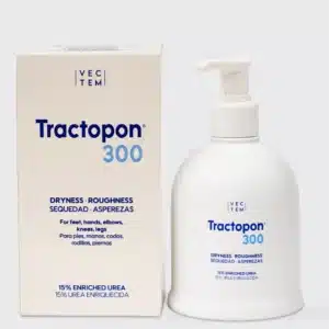Flacon dispenser și cutie Tractopon Uree 15 - cremă pentru picioare cu uree 15%, vitamină F și lanolină, pentru pielea uscată, aspră și crăpată.