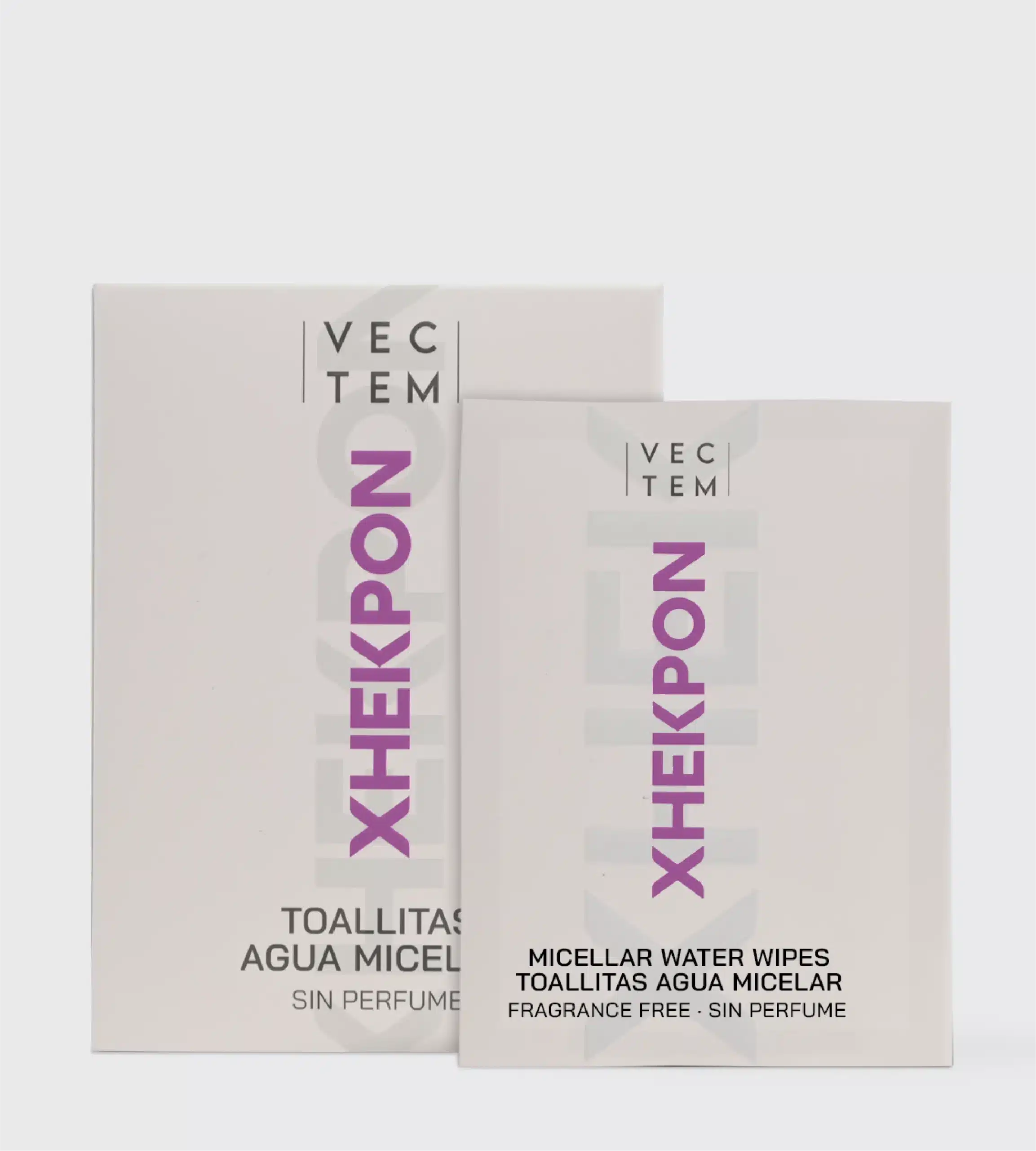 cutie și pliculețe cu șervețele cu apă micelară Xhekpon care curăță, îndepărtează machiajul, oferind hidratare și prospețime pielii.